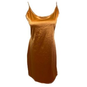 Charlotte Russe - orange gold satin look mini dress size XL